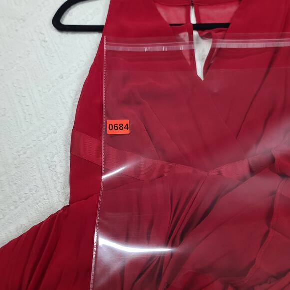 White House Black Market pleated chiffon midi dress Size 8 Holiday party formal - Picture 6 of 8